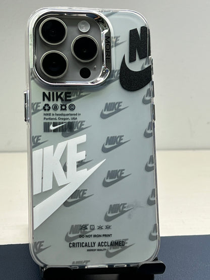 Silver Nike iPhone case for 12 thru 15 Pro Max