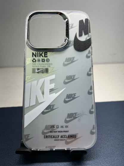 Silver Nike iPhone case for 12 thru 15 Pro Max