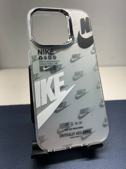 Silver Nike iPhone case for 12 thru 15 Pro Max